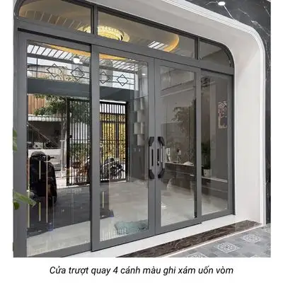 Cửa trượt quay 4 cánh màu ghi xám 2