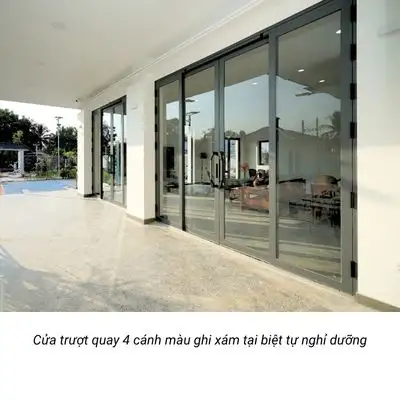 Cửa trượt quay 4 cánh màu ghi xám 3