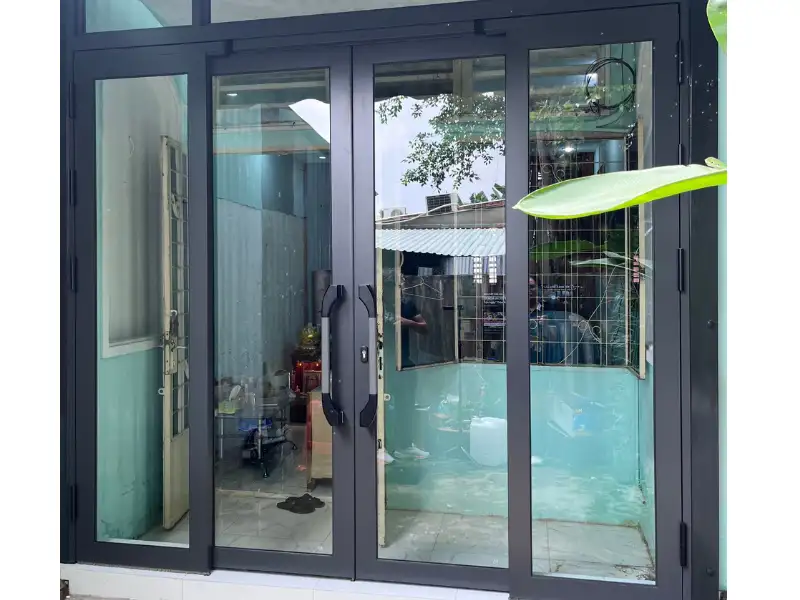 Cửa trượt quay 4 cánh hệ 86 pro màu ghi châu âu