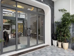 Cửa trượt quay 4 cánh mở trong uốn vòm lơi Eurosmart Cua truot quay eurosmart mo trong uon vom loi